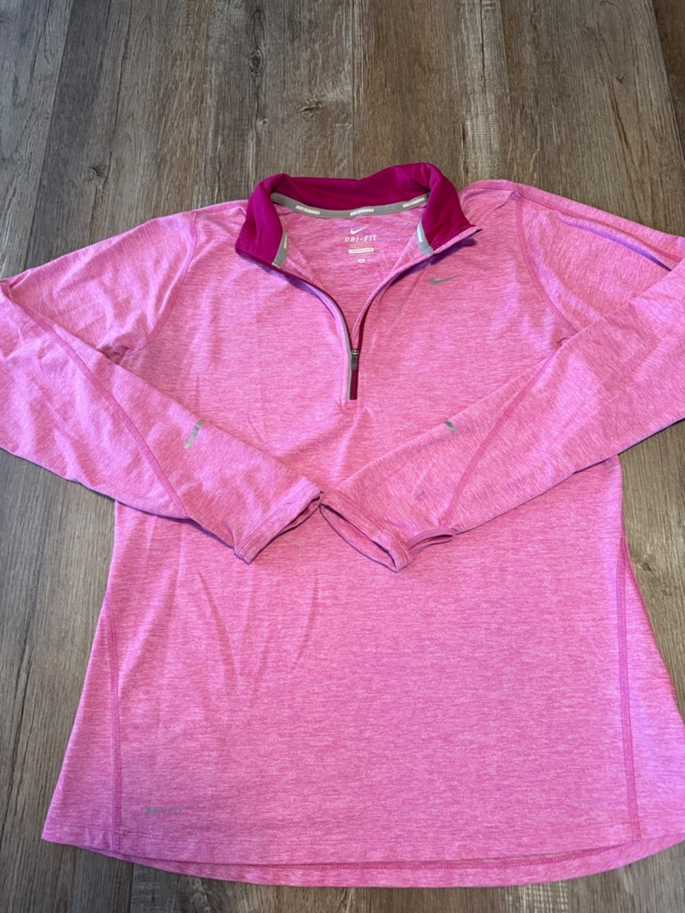 Nike Running Dri-Fit Heathered Pink Quarter-Zip Performance Pullover